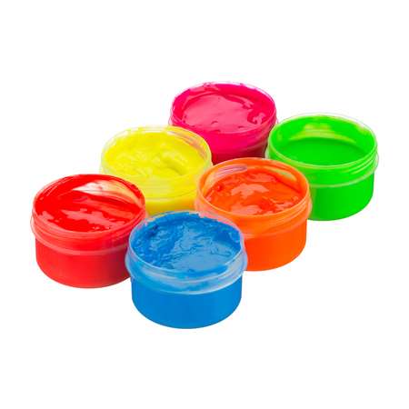Краски пальчиковые ROXY-KIDS флуоресцентные для малышей / 6 цветов + обучающая брошюра