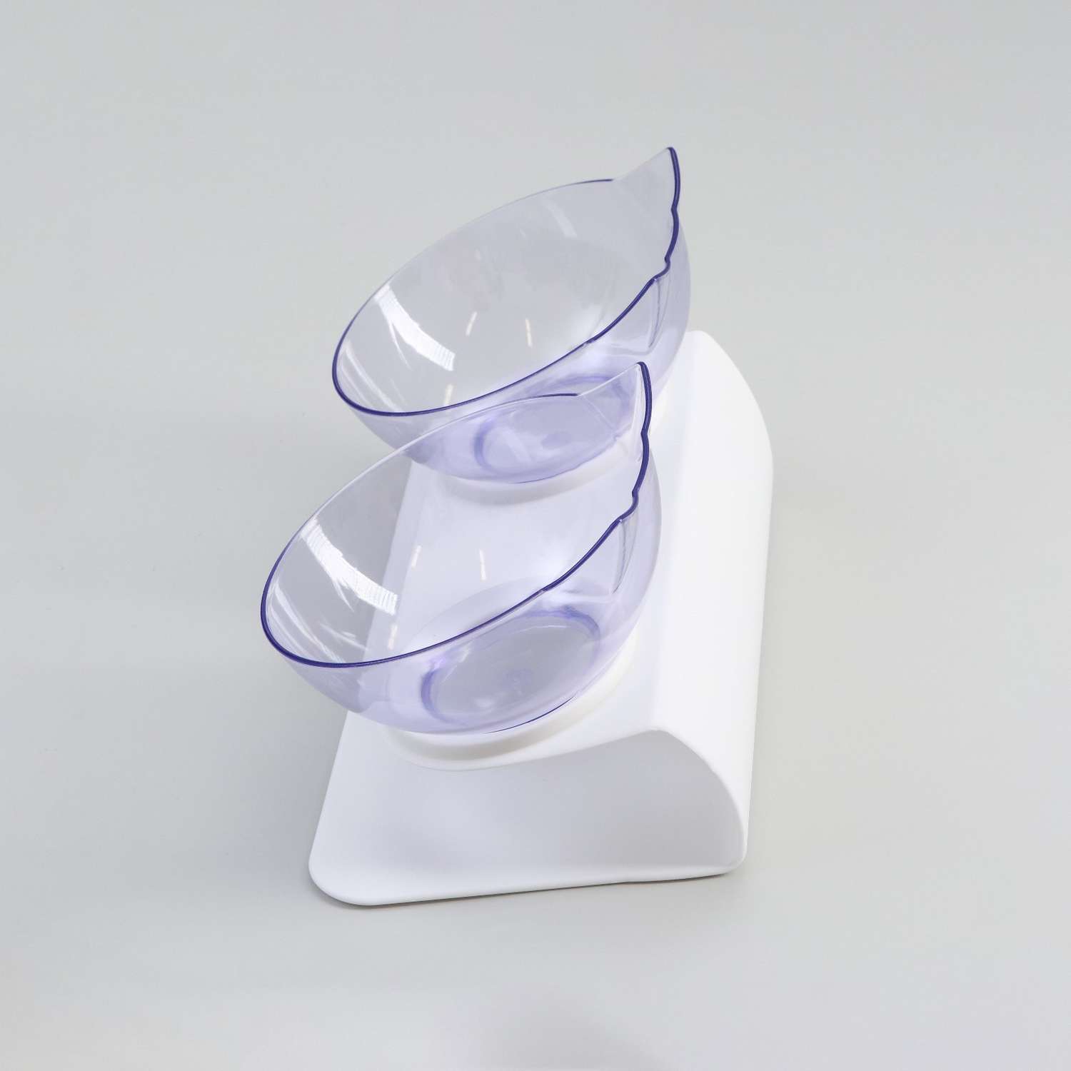 Миски Пижон пластиковые на белой подставке 27.5х14х15 см прозрачные - фото 3