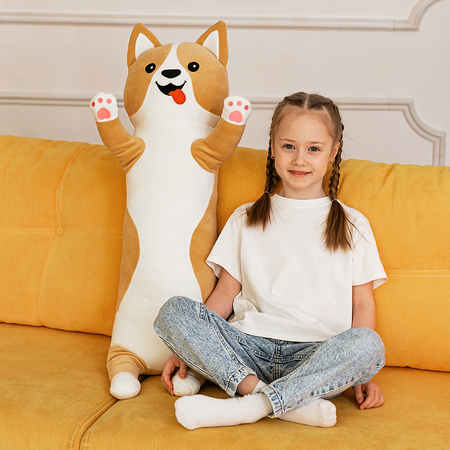 Мягкая игрушка подушка TOTTY TOYS собака корги батон 90 см антистресс