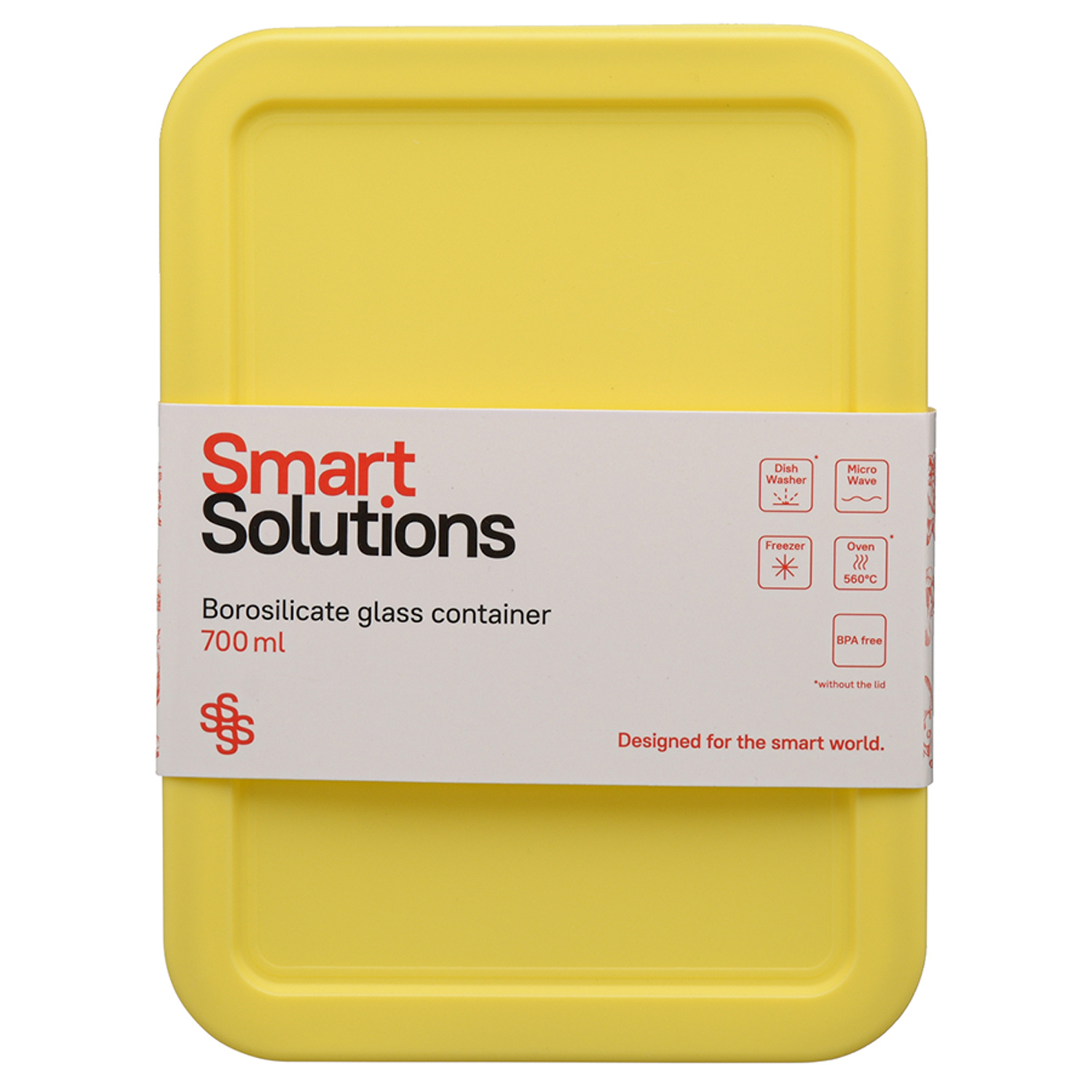 Контейнер для еды Smart Solutions стеклянный 700 мл желтый - фото 4