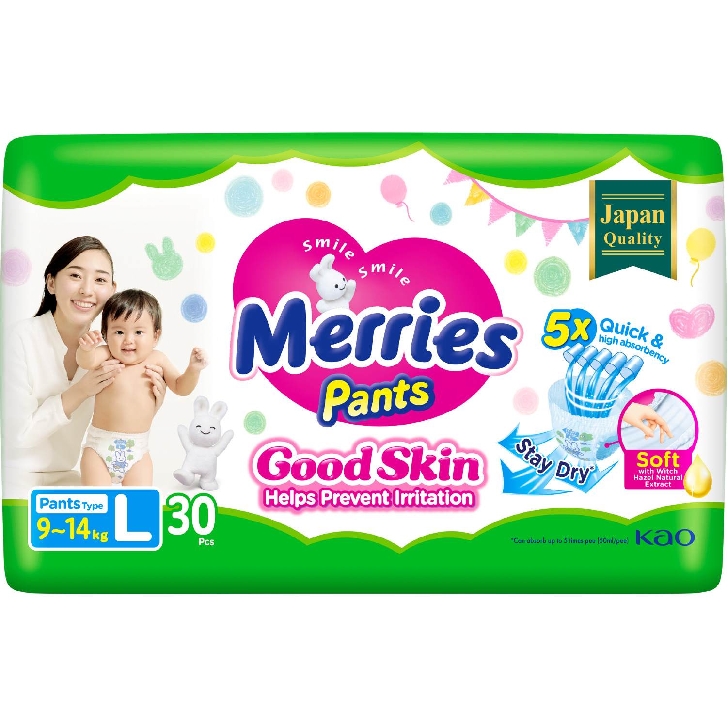 Трусики Merries Good Skin L 9-14 кг 30 штук - фото 8