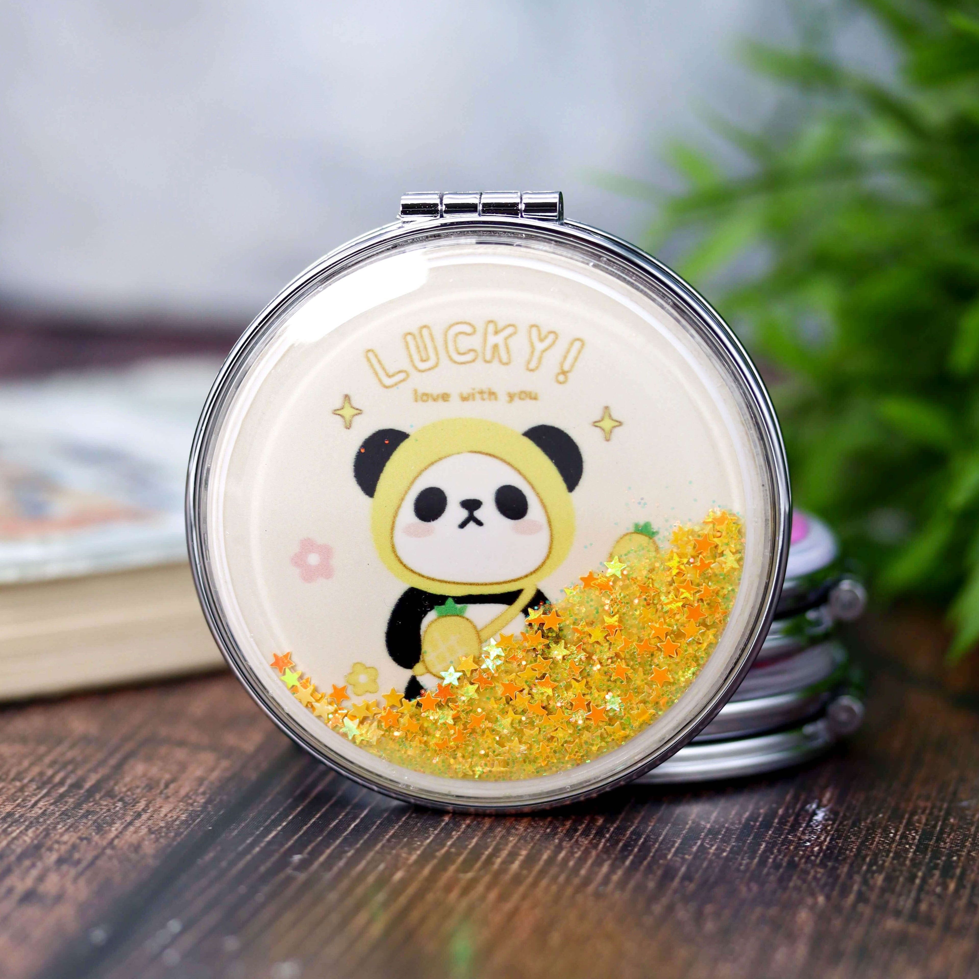 Зеркало карманное iLikeGift Lucky panda pineapple yellow с увеличением - фото 6