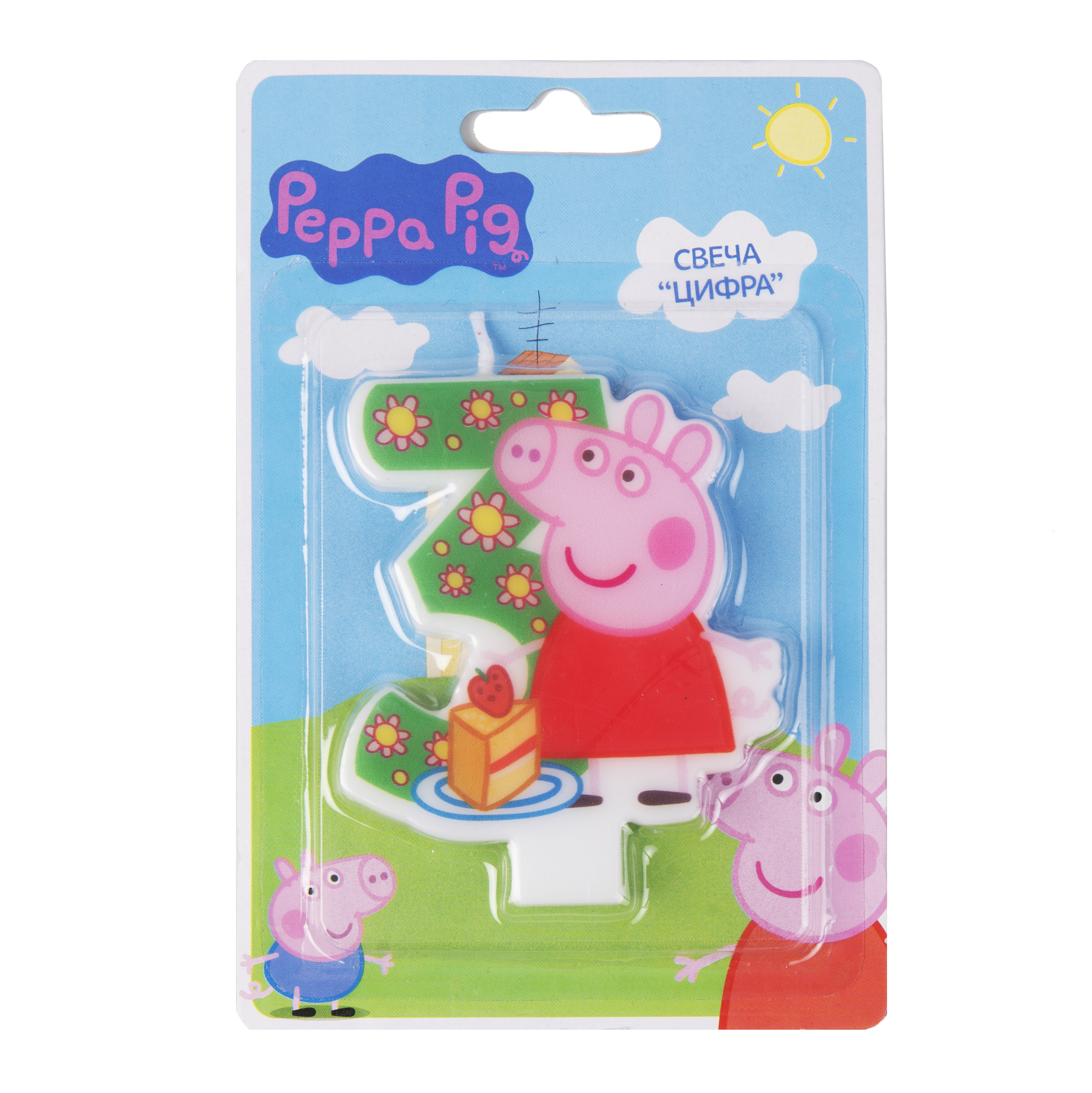 Фигурная свеча Росмэн Цифра 3 Peppa Pig - фото 2