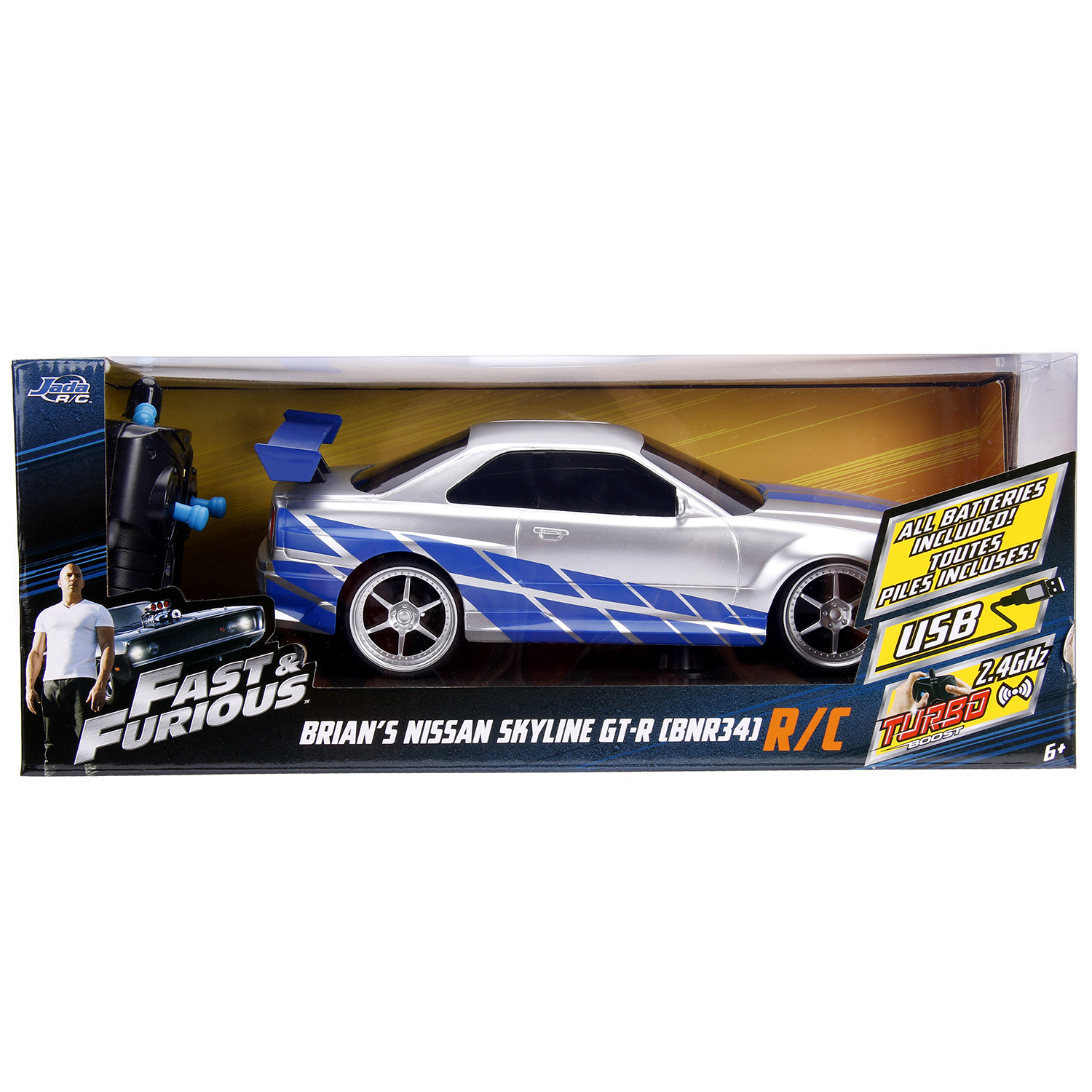 Машина Jada Fast and Furious РУ 1:16 Nissan Skyline GT-R 2002 Серебряная  99370 купить по цене 1522 ₽ в интернет-магазине Детский мир