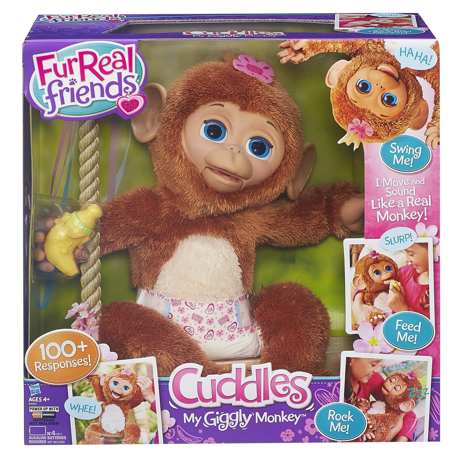 Игрушка мягкая FurReal Friends Смешливая обезьянка интерактивная A1650E24  купить по цене 3899 ₽ в интернет-магазине Детский мир