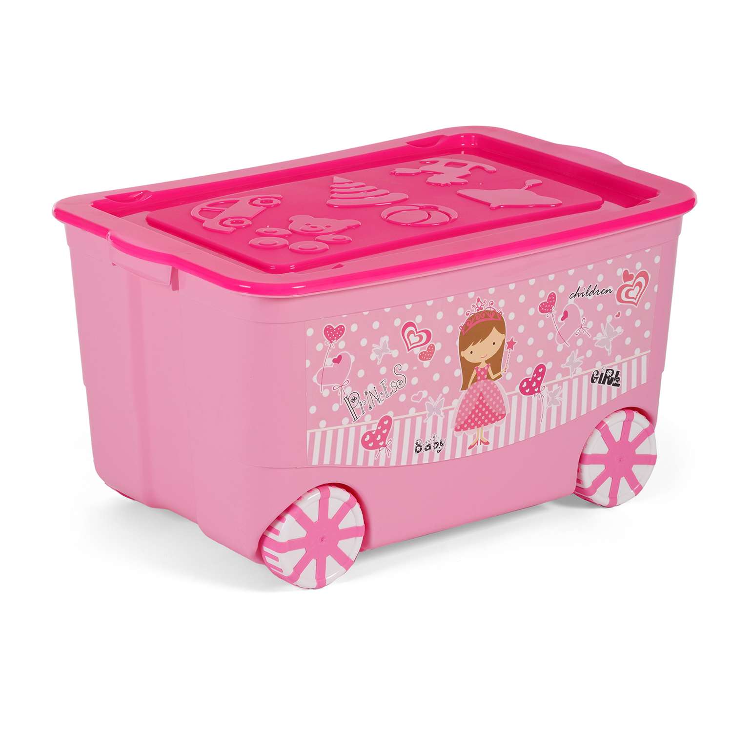 Ящик для игрушек elfplast KidsBox на колёсах розовый - фото 1