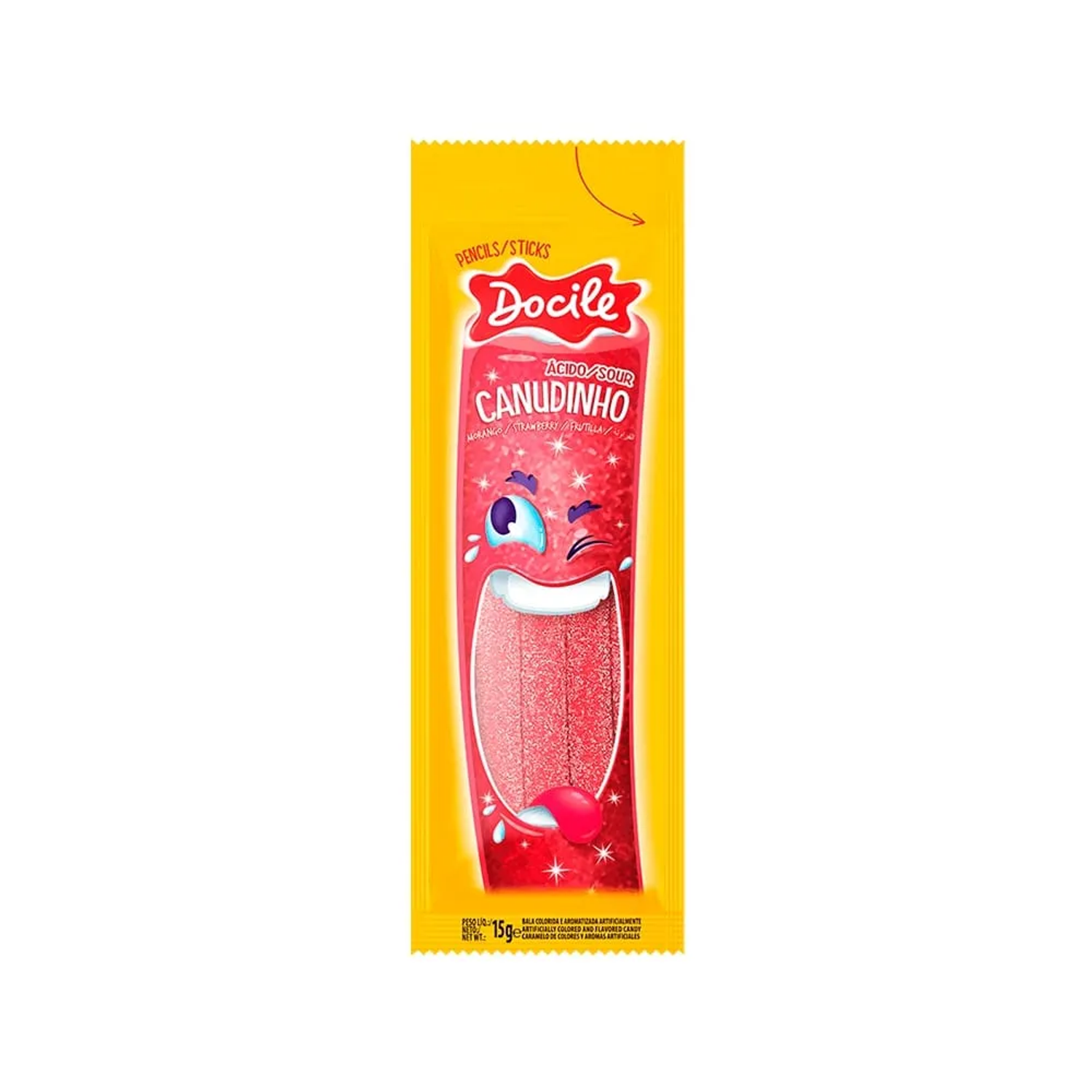 Жевательный мармелад Docile Sour strawberry pencil карандаши со вкусом клубники 15г 12шт - фото 2