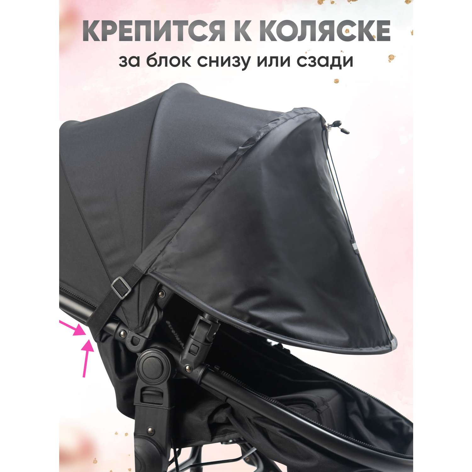 Козырек для коляски от солнца StrollerAcss для всех моделей SA33/Черный - фото 3