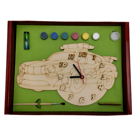 Набор для творчества Нескучные игры Часы с циферблатом Машина полицейская с красками ДНИ128