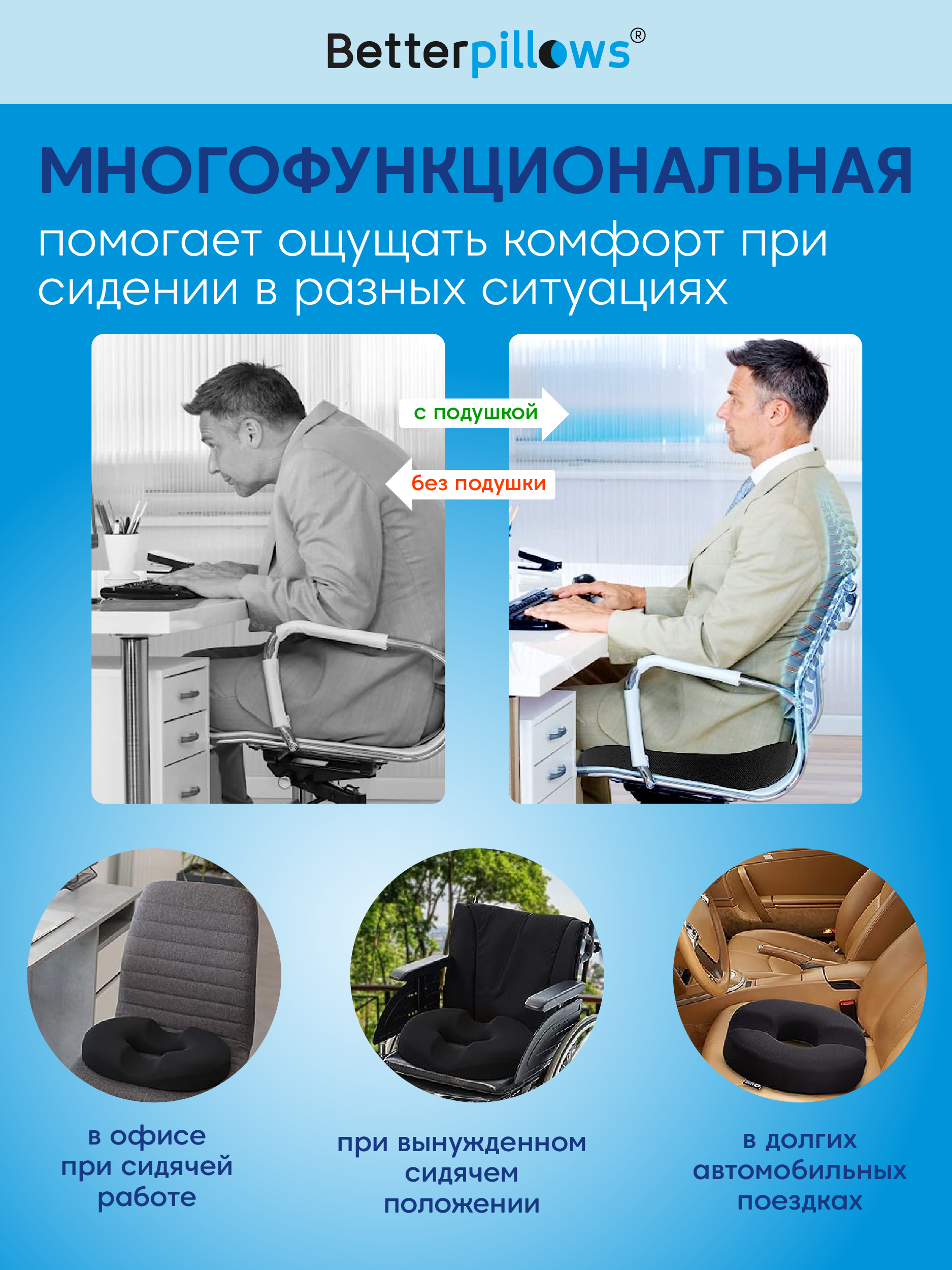 Подушка ортопедическая Betterpillows Comfort+ купить по цене 1655 ₽ в  интернет-магазине Детский мир