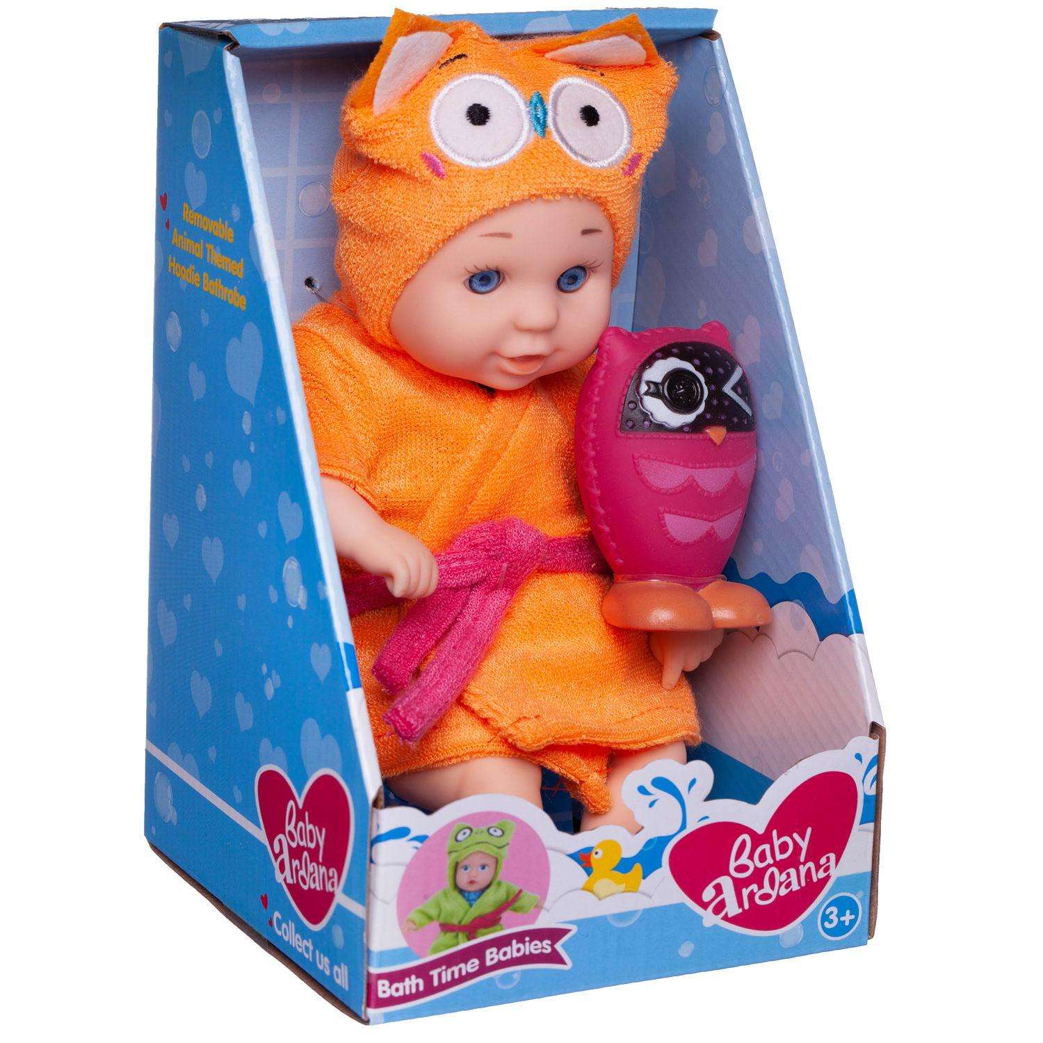 Кукла-пупс ABTOYS Baby Ardana 23см в банном халате и игрушкой Совенок A361B - фото 1