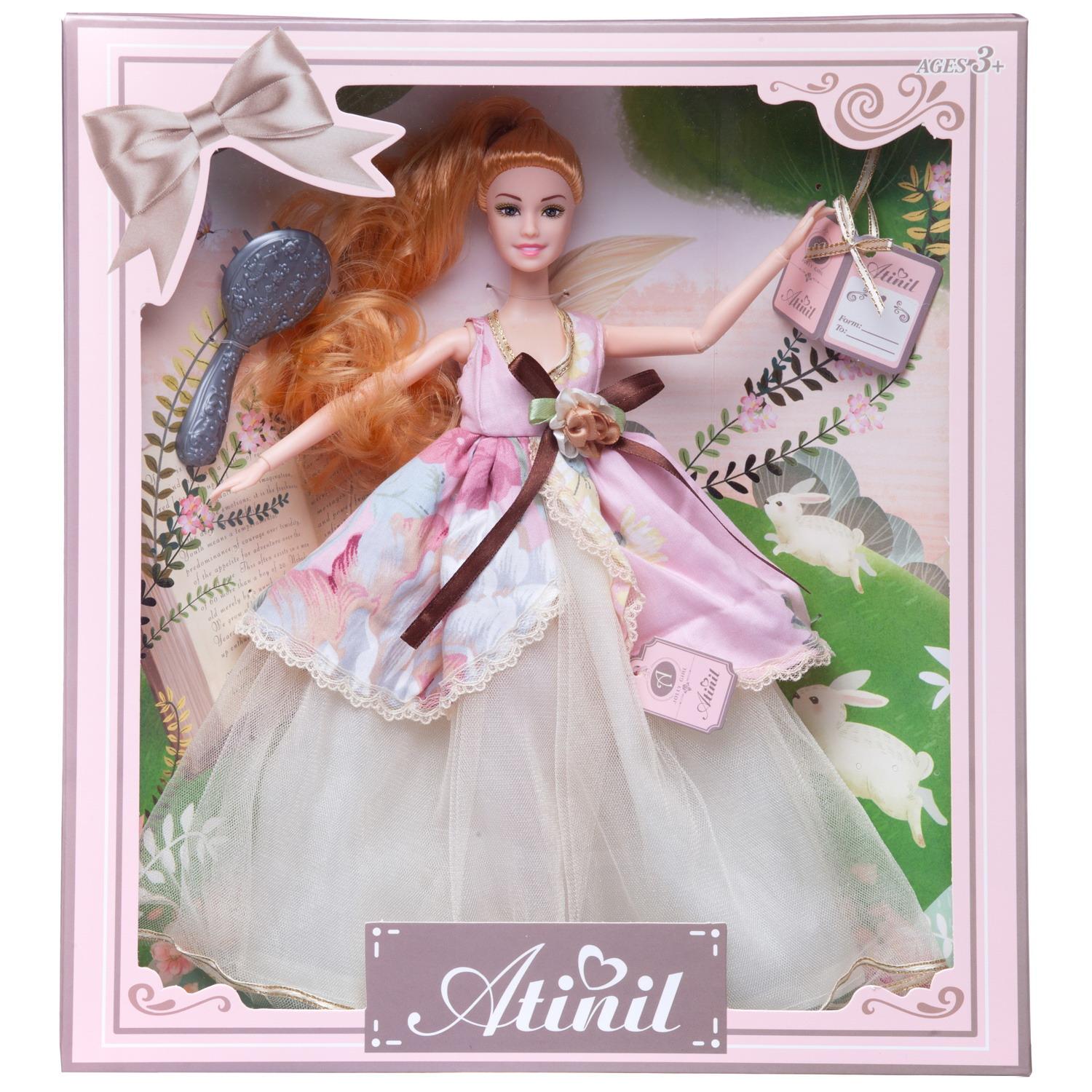 Кукла Atinil Junfa Весенняя свежесть в длинном платье с розовым верхом и белым низом с расческой WJ-21538/модель2 - фото 1