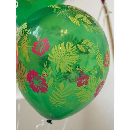 Воздушные шары Riota Фламинго и листья Монстеры 15шт