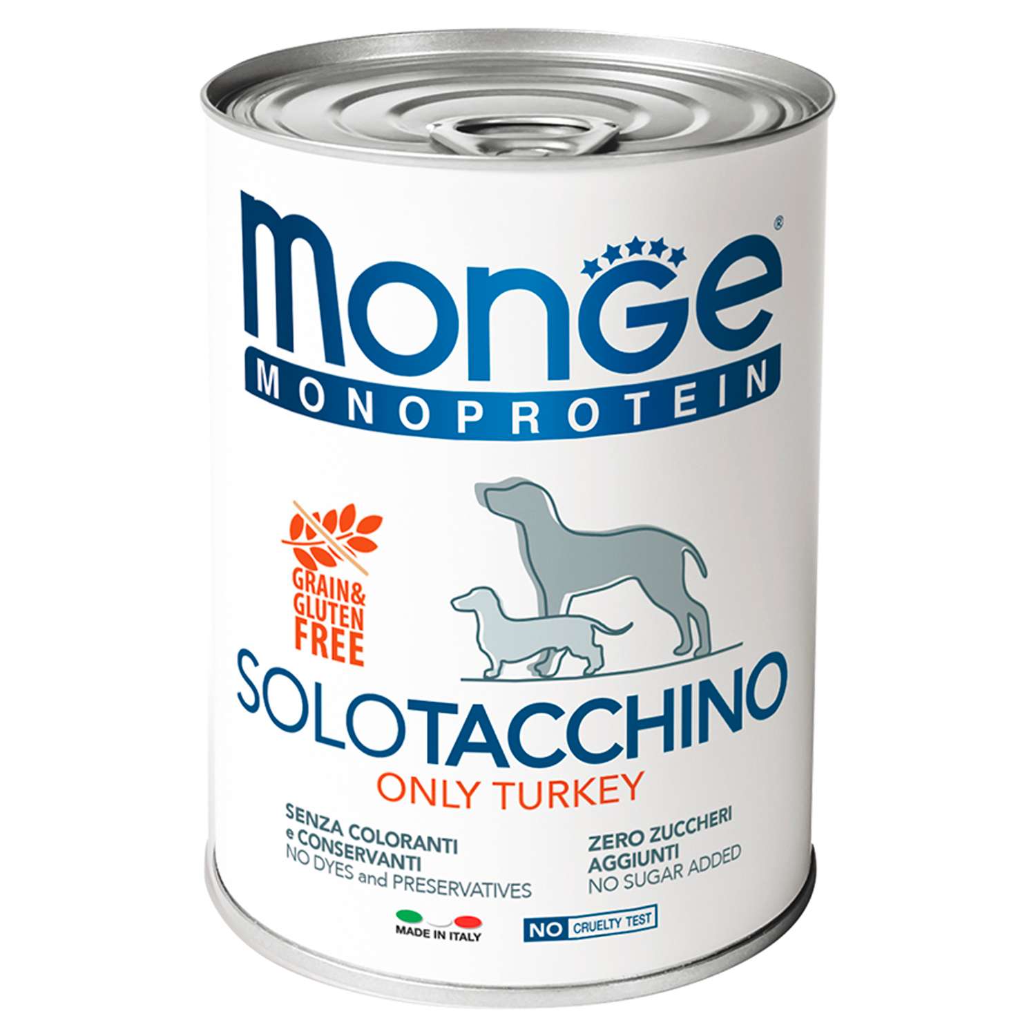 Корм для собак MONGE Dog Monoprotein Solo паштет из индейки консервированный 400г - фото 1