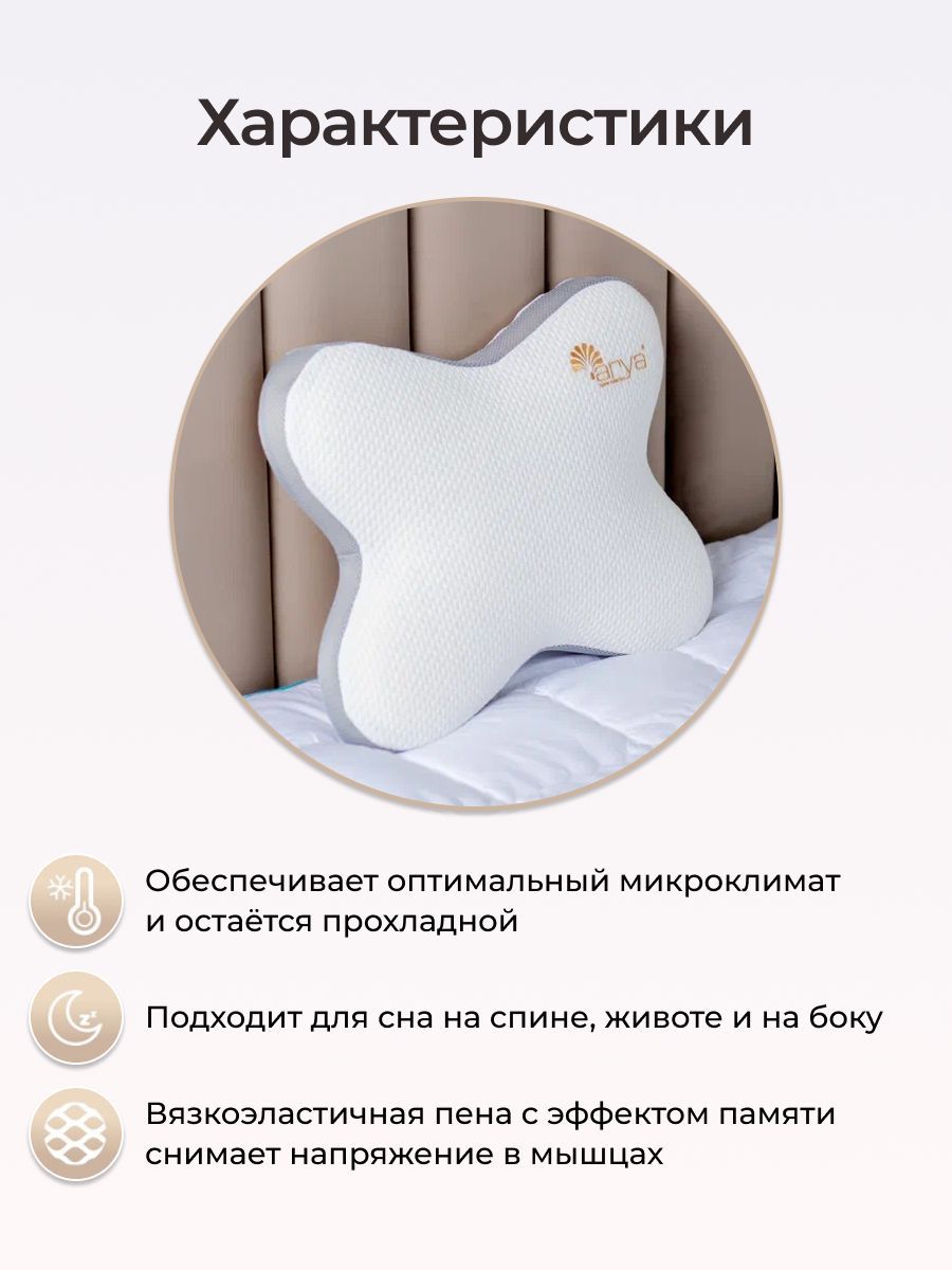 Ортопедическая подушка Arya Home Collection для сна бабочка Papillon анатомическая с эффектом памяти - фото 2