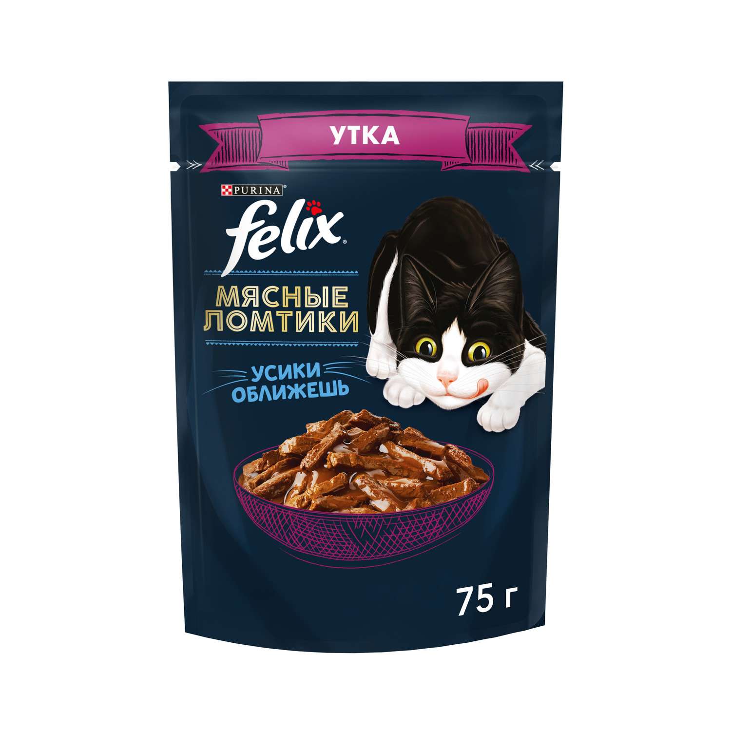 Корм для кошек Felix Мясные Ломтики влажный с уткой 75г - фото 1
