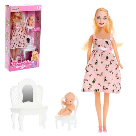 Кукла-модель Sima-Land «Беременная» с малышом с аксессуарами цвет розовый
