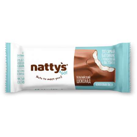 Батончик шоколадный Nattys Go! Coconattys с мякотью кокоса в молочном шоколаде 45 гр