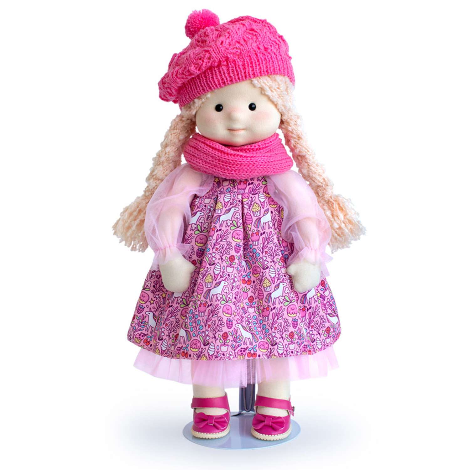 Мягкая кукла Minimalini BUDI BASA Аврора в шапочке и шарфе 38 см - фото 1