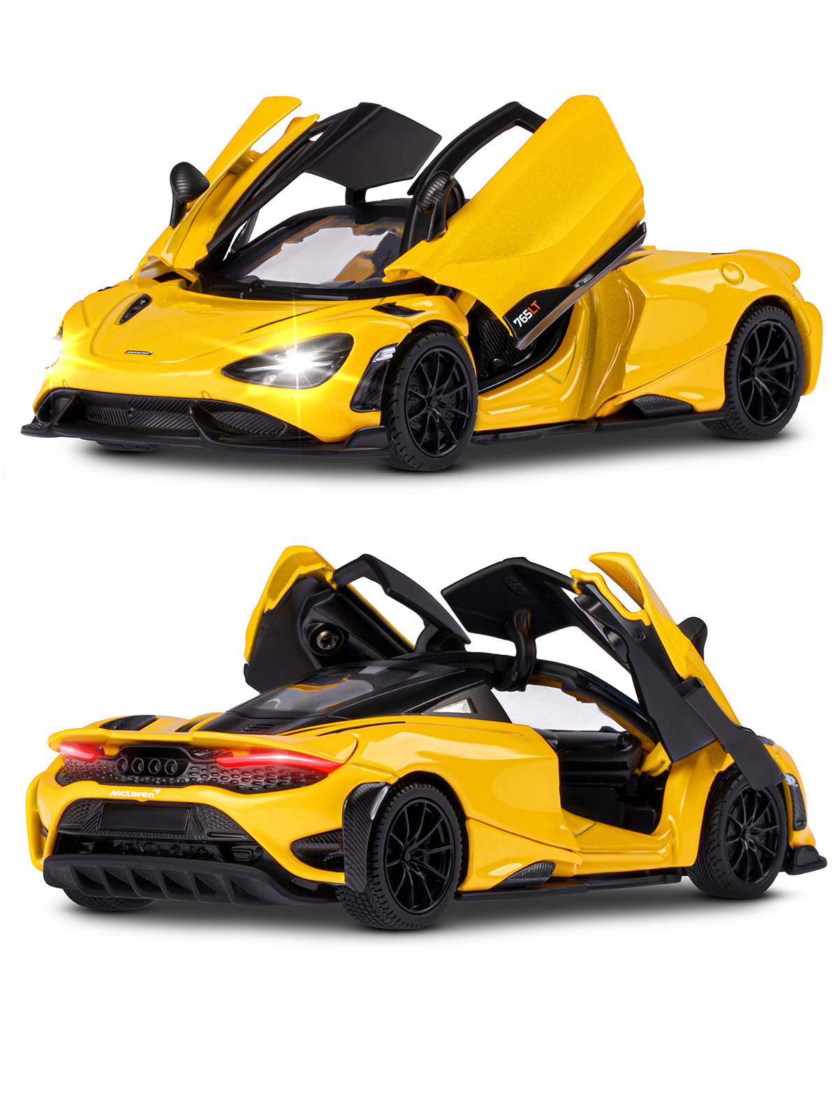 Автомобиль АВТОпанорама McLaren 1:32 инерционный желтый JB1251597 - фото 7