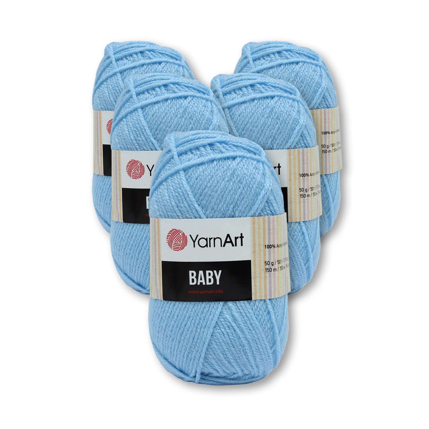Пряжа для вязания YarnArt Baby 50 гр 150 м акрил мягкая детская 5 мотков 215 св.голубой - фото 6