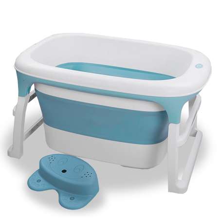 Ванночка складная детская WiMI со ступенькой голубая