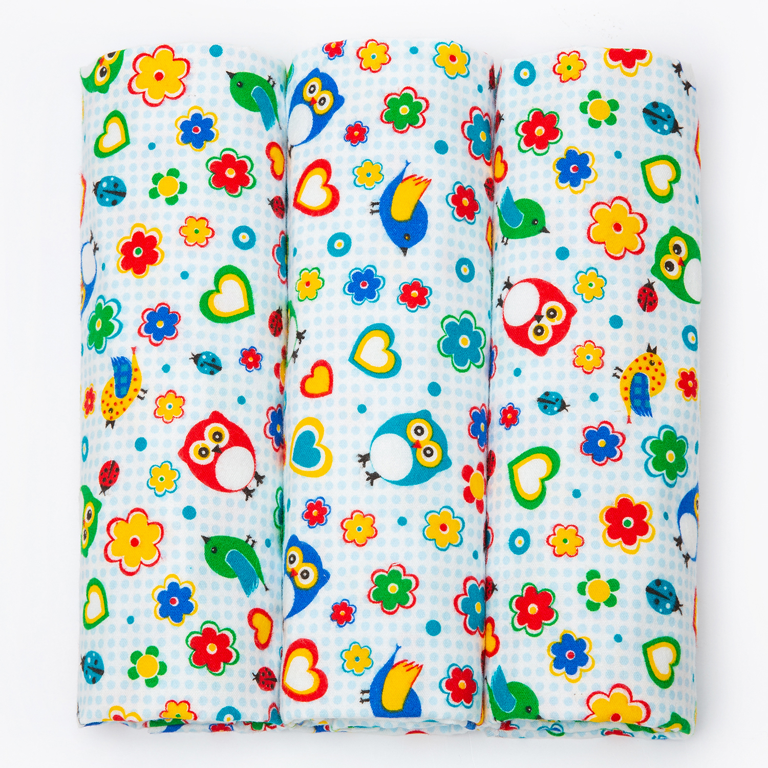 Пеленки фланелевые Чудо-чадо для новорожденных «Тейка» 85х120см совики/цветные 3 шт - фото 3