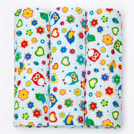 Пеленки фланелевые Чудо-чадо для новорожденных «Тейка» 85х120см совики/цветные 3 шт