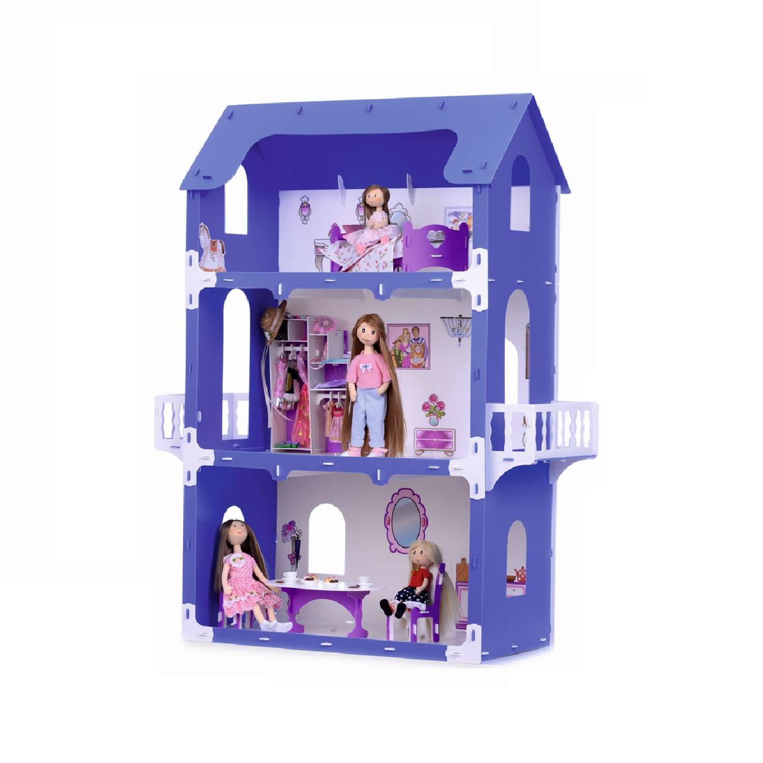 Домик для кукол Krasatoys Коттедж Екатерина с мебелью 5 предметов 000262 000262 - фото 1