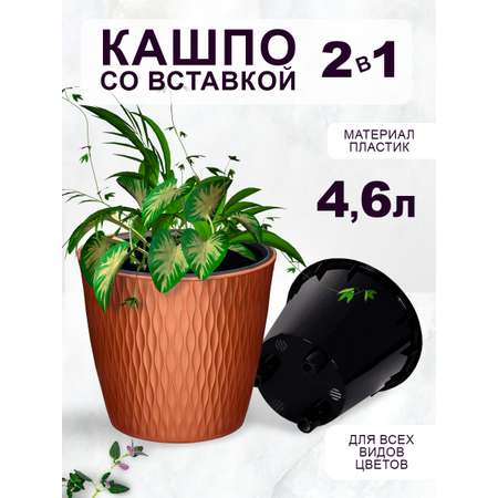 Кашпо elfplast для цветов Kerama бронзовый 4.6 л