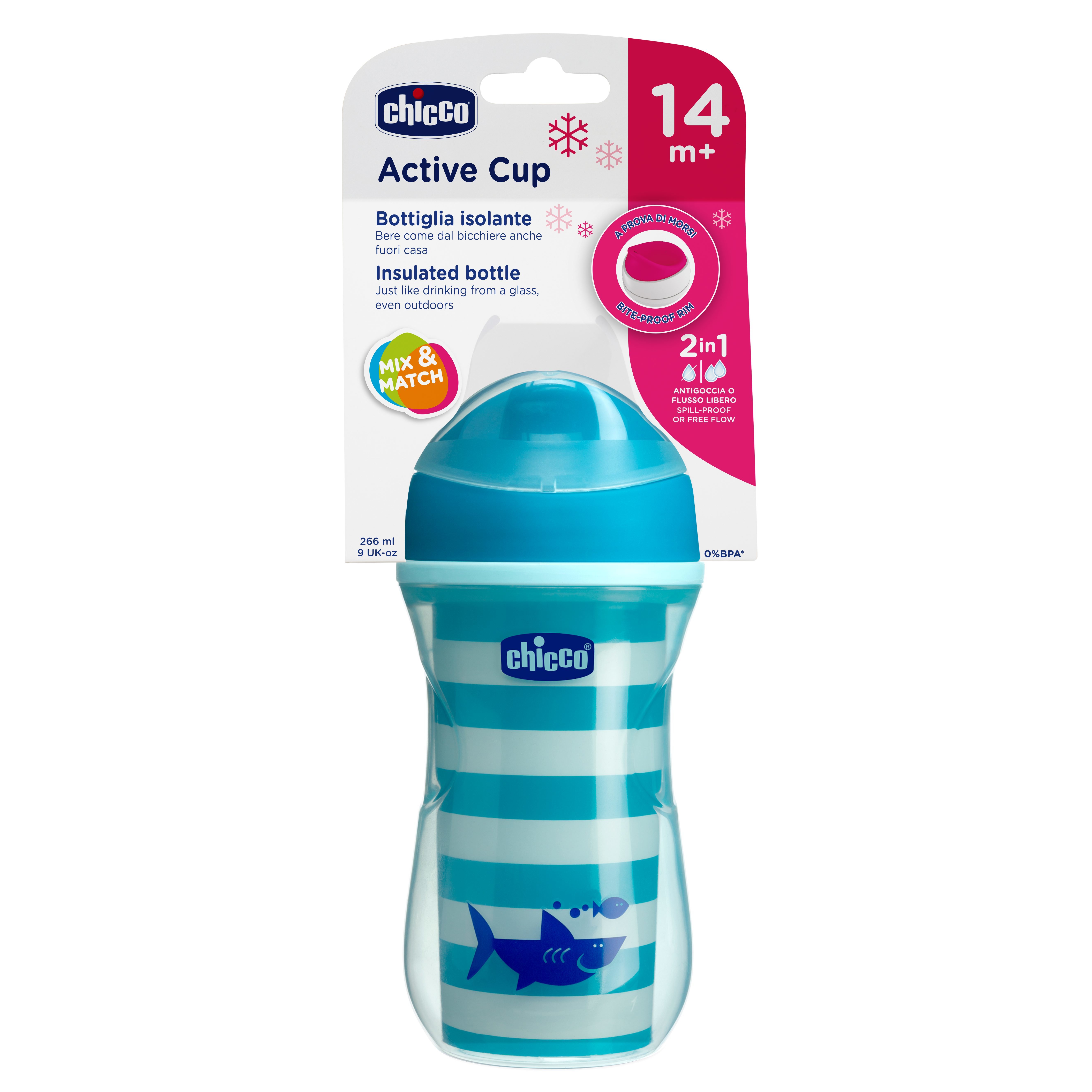 Поильник Chicco Active Cup Акула носик ободок 266мл с 14месяцев 340624132 - фото 2