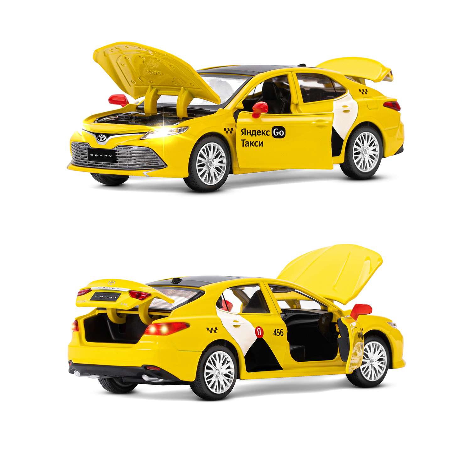 Машинка металлическая Яндекс GO игрушка детская Toyota Camry цвет желтый Озвучено Алисой JB1251482 - фото 8