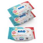 Влажные салфетки NAO детские 80 шт 3 упаковки с пластиковым клапаном