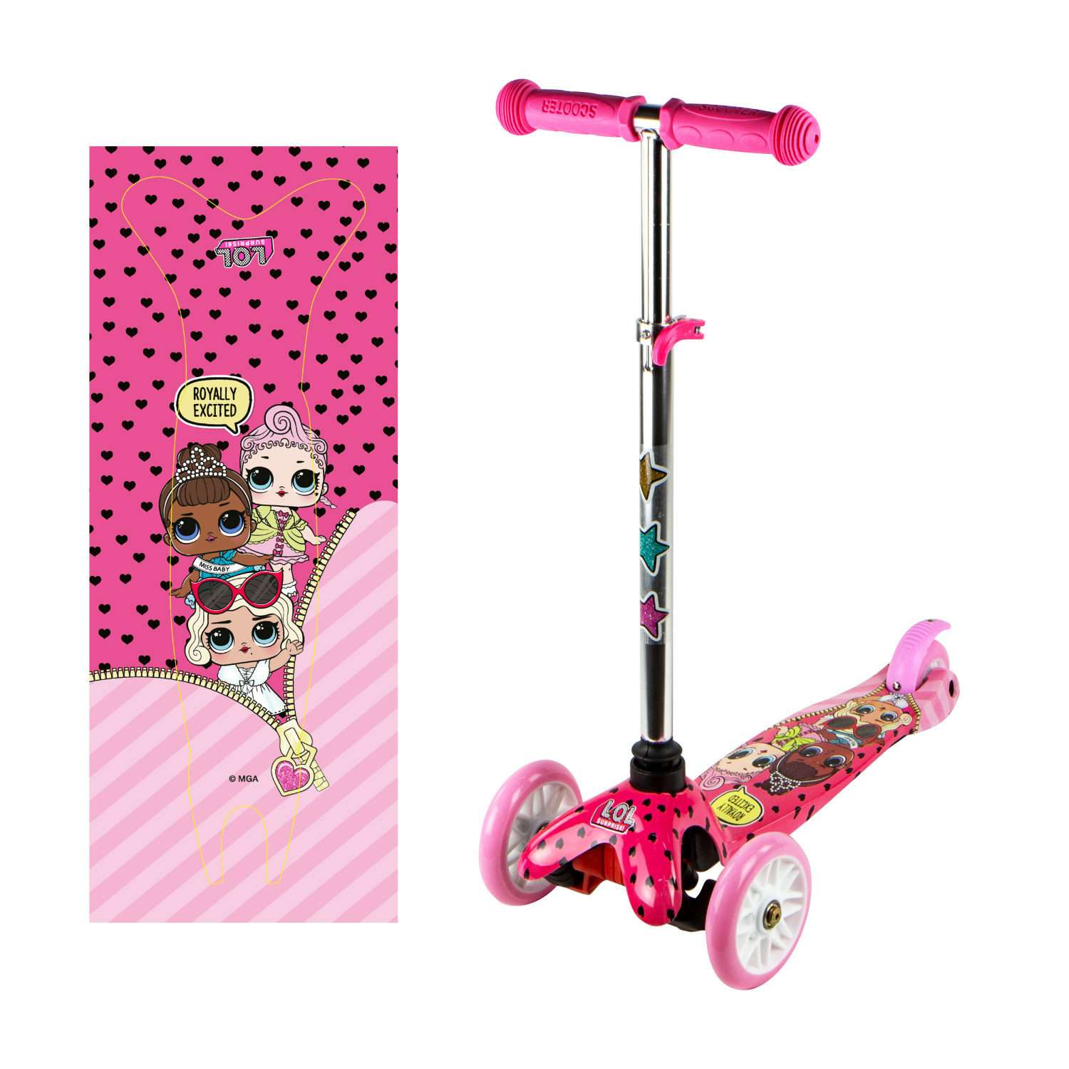 Самокат детский трехколесный LOL Surprise! кикборд для девочки со светящимися колесами - фото 2