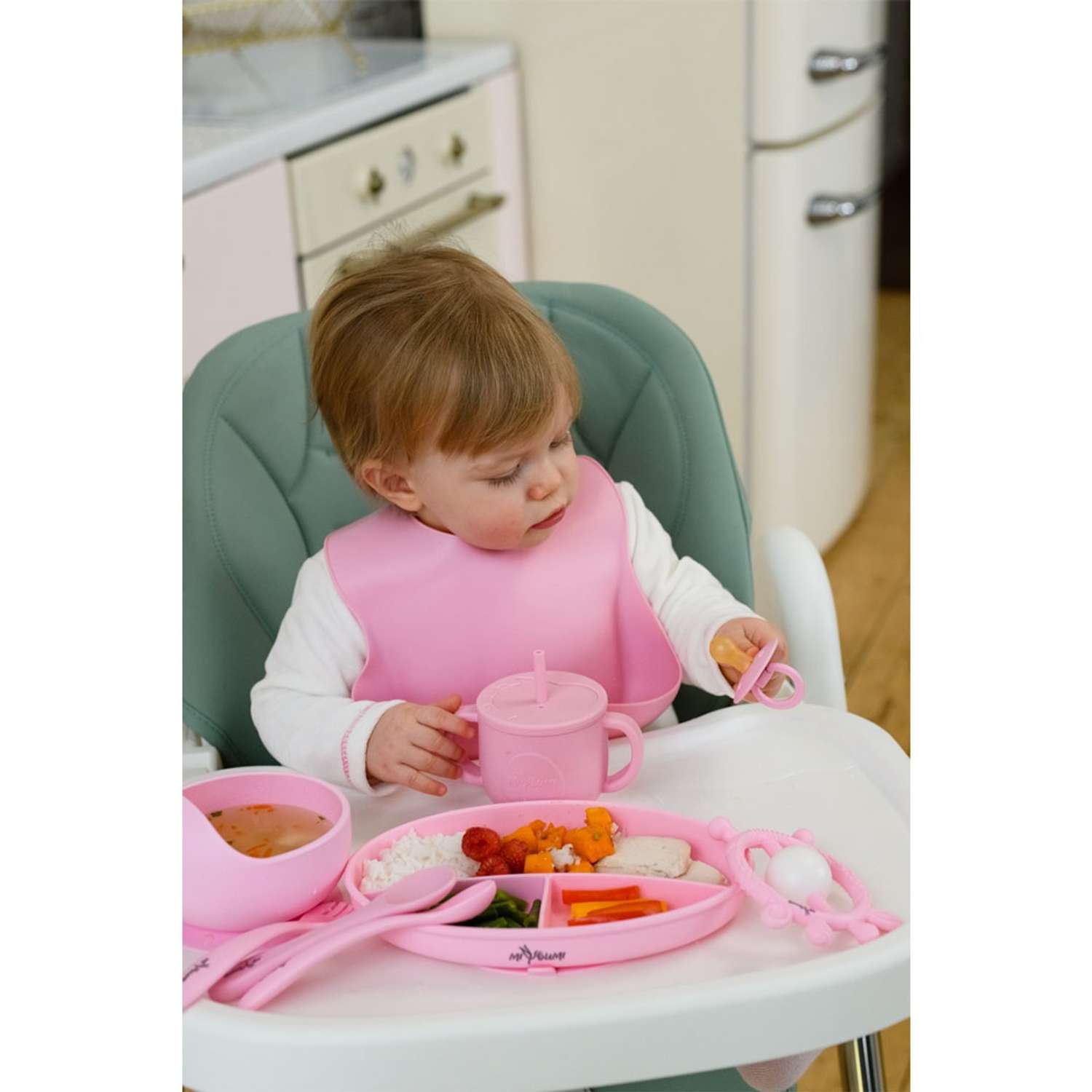 Набор для кормления Miyoumi силиконовый 5 предметов-Baby Pink - фото 13