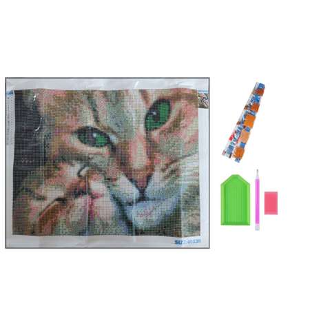 Алмазная мозаика Seichi Кошка с котёнком 30х40 см