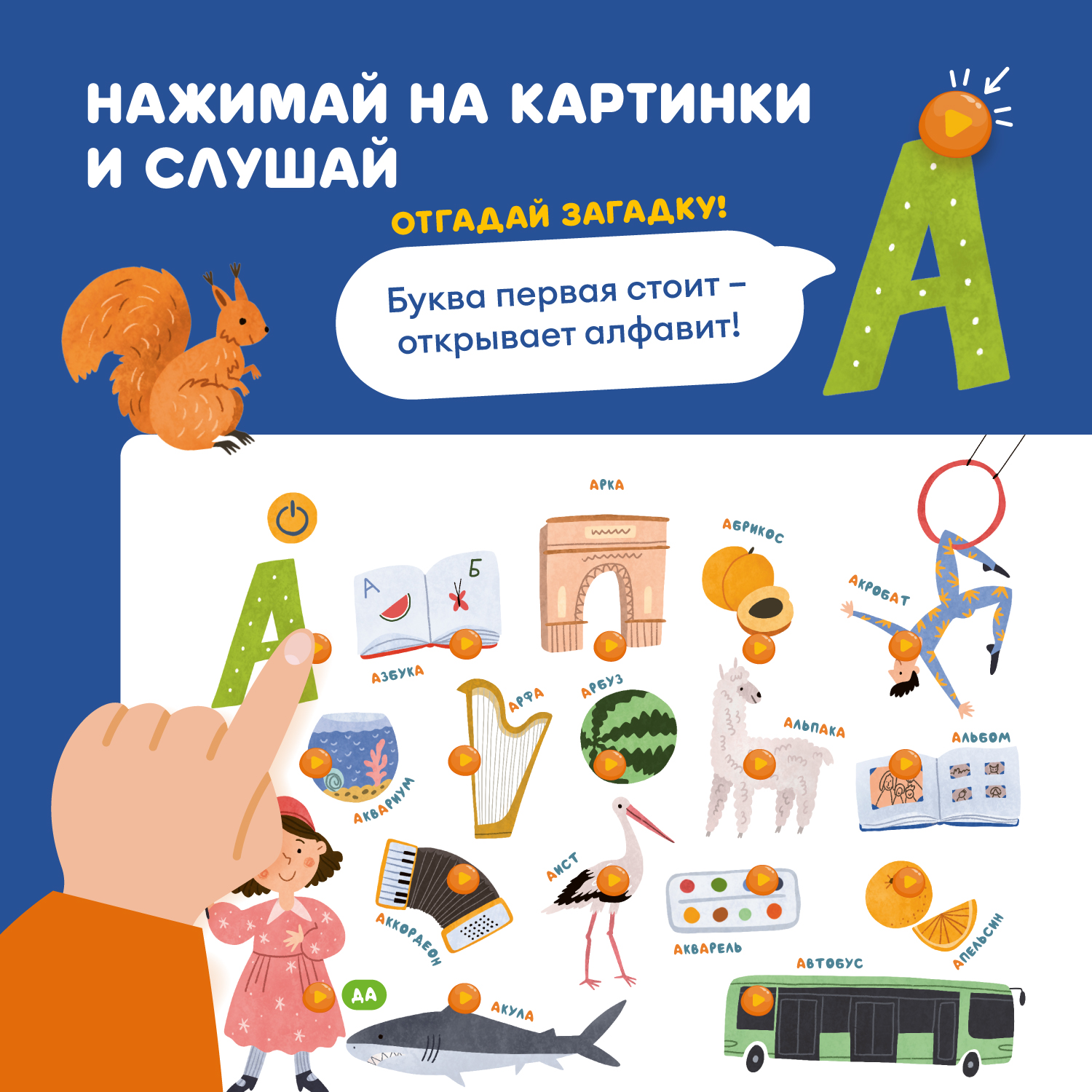 Книга интерактивная Abumba Fingerbook Азбука - фото 2