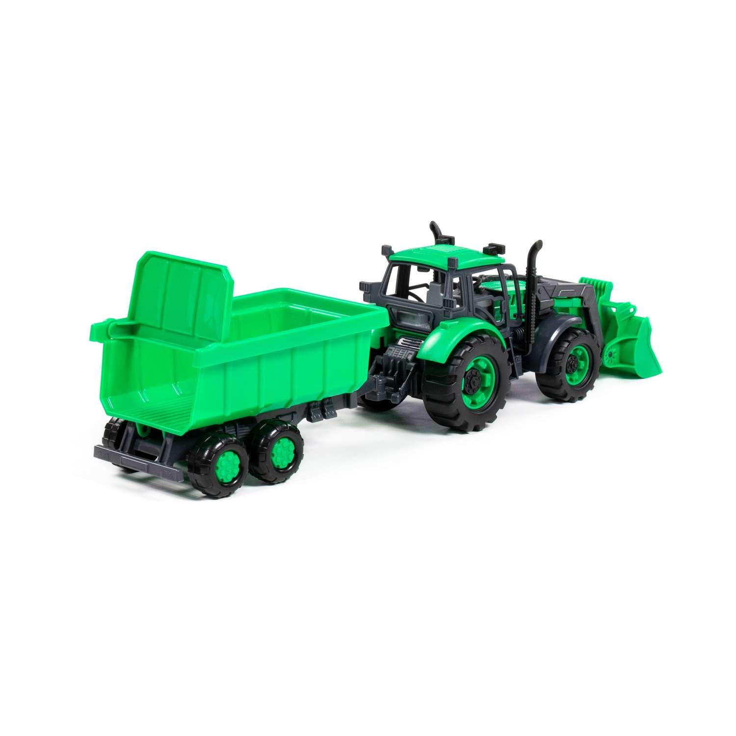 Трактор Полесье с прицепом и ковшом инерционный зеленый 91840 - фото 6