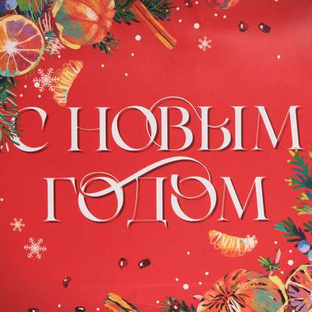 Пакет Дарите Счастье ламинированный горизонтальный «Аромат Нового Года». ML 27×23×11.5 см