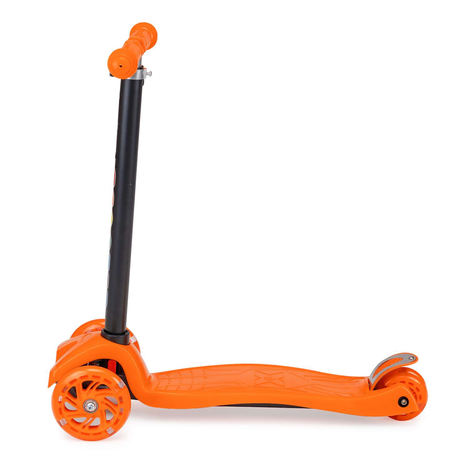 Самокат BABY STYLE детский светящиеся колеса с тормозом до 25 кг оранжевый - фото 2