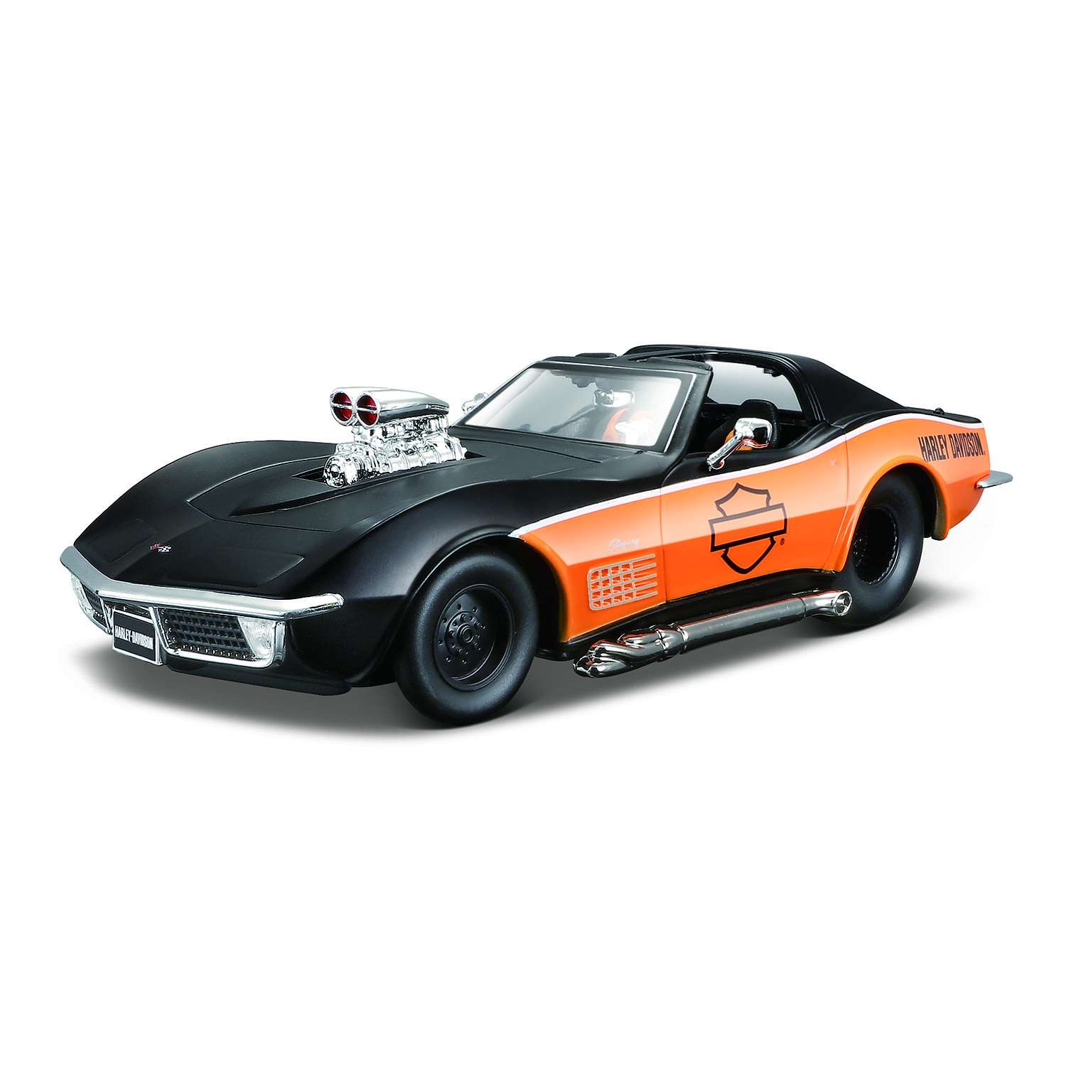 Машина MAISTO 1:24 Corvette 1970 Черный-Оранжевый 32193 32193 - фото 1