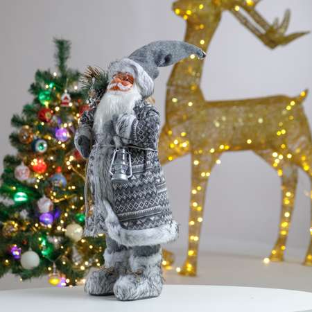 Фигура декоративная BABY STYLE Дед Мороз скандинавский серый костюм 60 см