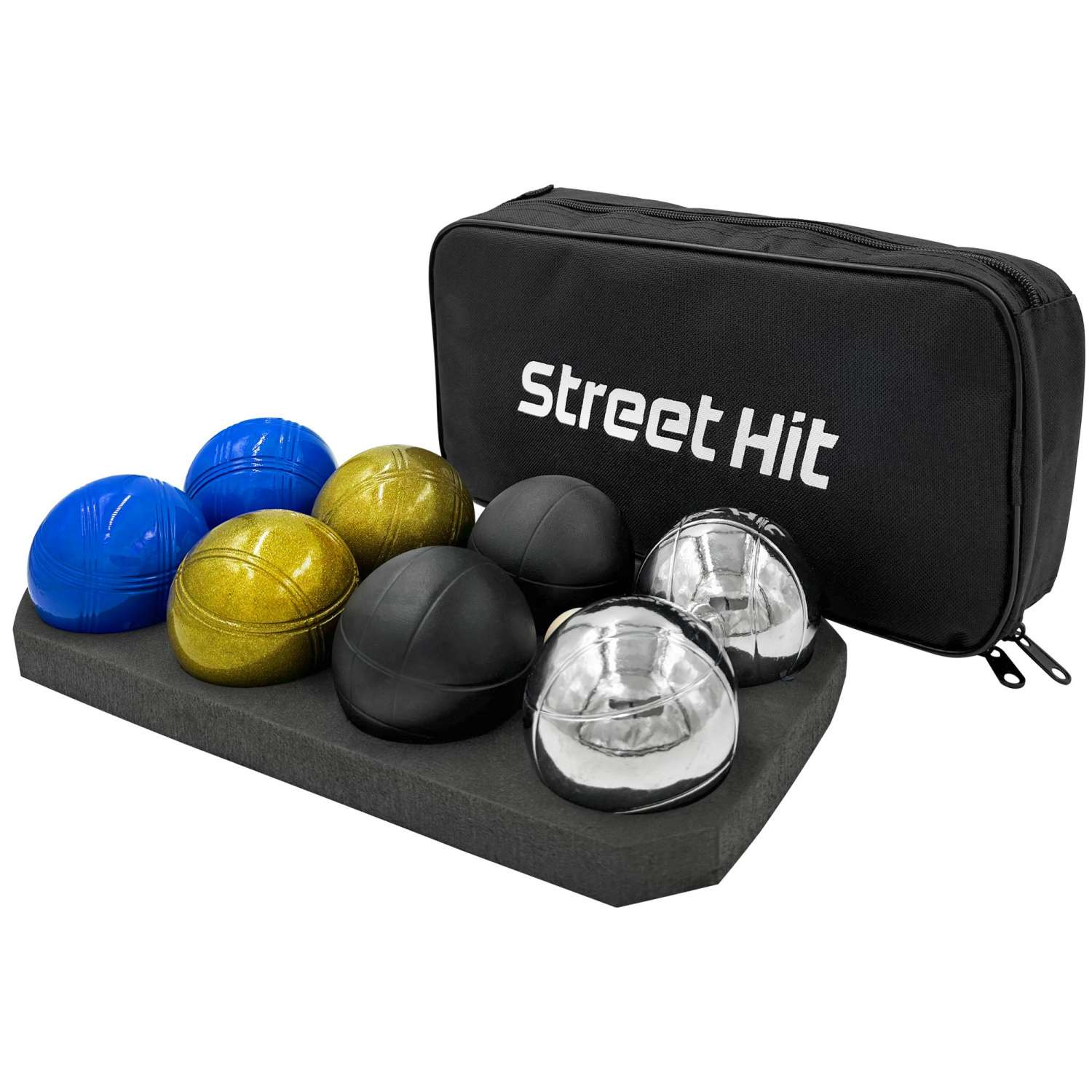 Набор для игры Street Hit Петанк 8 шаров из металла стальной золотой черный синий - фото 2