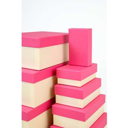 Набор подарочных коробок Cartonnage 10 в 1 Радуга розовый бежевый