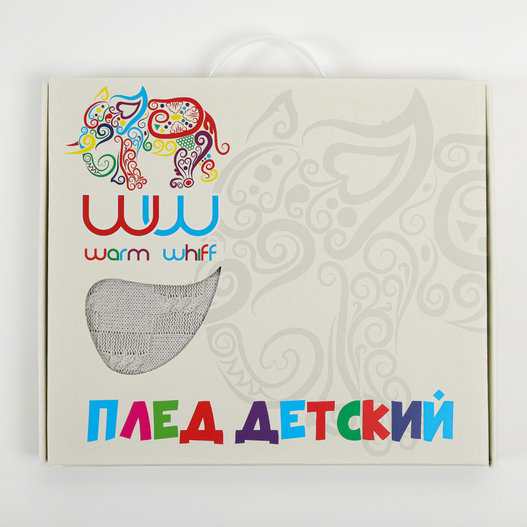 Плед-покрывало детский вязаный WARM WHIFF D-12 светло-бежевый на выписку в коляску в кроватку на лето 90x110 - фото 6