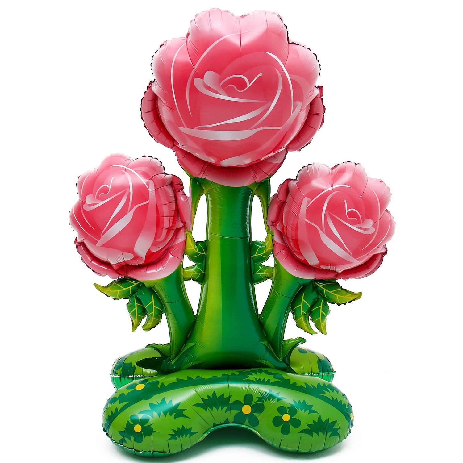 Шар фольгированный Страна карнавалия 63 дм «Букет розовых роз» на подставке - фото 1