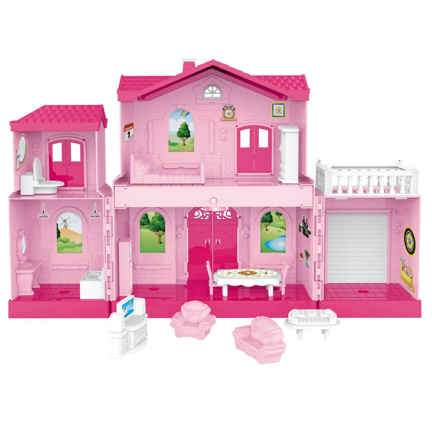 Кукольный дом Junfa Мой новый дом с мебелью Средний Сборный Розовый WK-15509 - фото 6