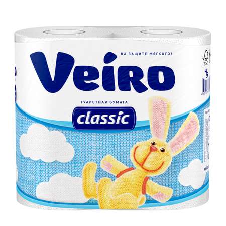 Туалетная бумага Veiro Classic 2 слоя 4 рулона Белая без аромата