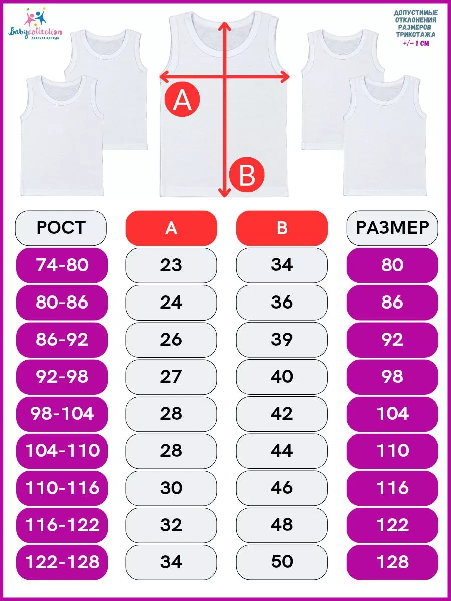 Майка 5 шт Babycollection mkb004/sph/k5/033/p1*mбелый - фото 2