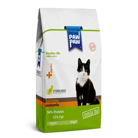 Корм для кошек Paw paw 1кг Sterilised Cat Food with Salmon стерилизованных с лососем сухой